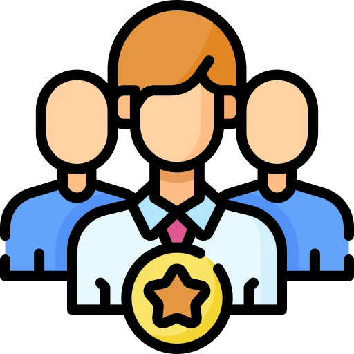 Icon of a professional with a star medal, representing social media expertise and leadership.