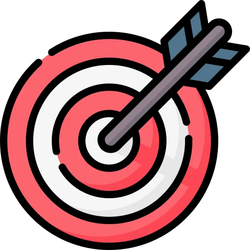 Bullseye target with an arrow hitting the center, symbolizing precise targeting in social media marketing.